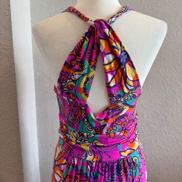 Lilly Pulitzer Parrish Maxi Halter Dress Sea And Be Seen Twist Back Women's M - Picture 6 of 10